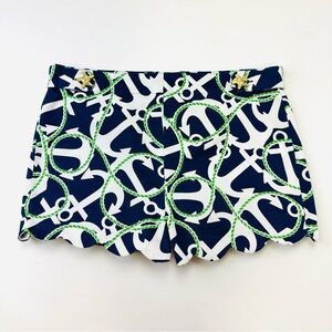 Mudpie nautical NEW womens shorts Size L navy white anchor print Resort cotton